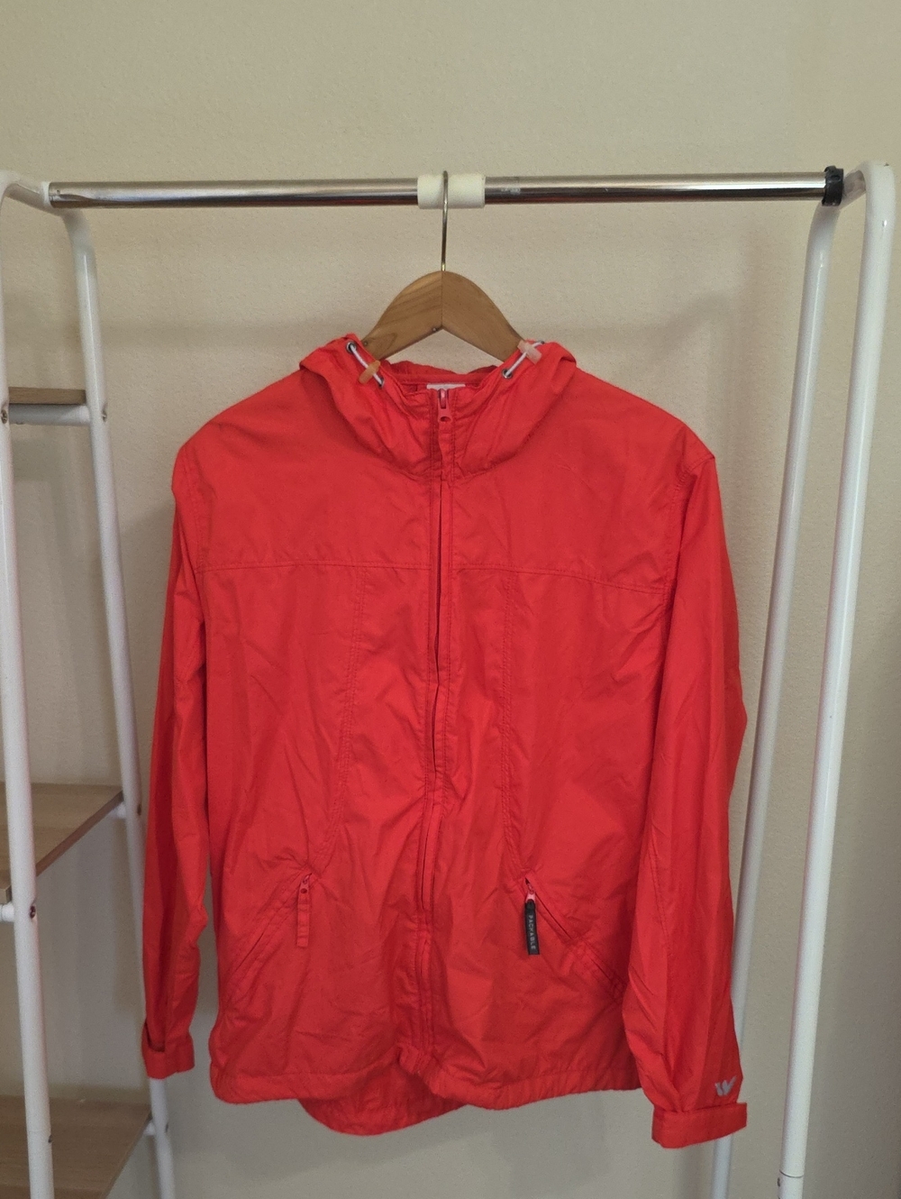 White Sierra Neon Orange Hooded Windbreaker Jacket